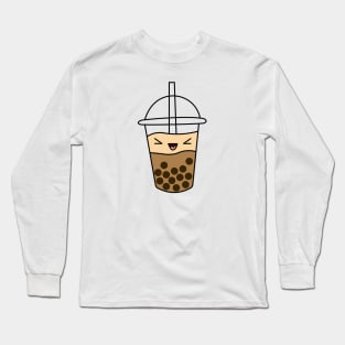 happy milk tea boba Long Sleeve T-Shirt